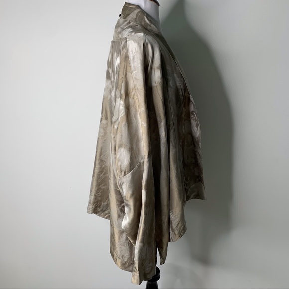 Eskandar Women's Tan Cream Silk Blend Open Front Jacket Blazer Size 1 - Picture 4 of 9